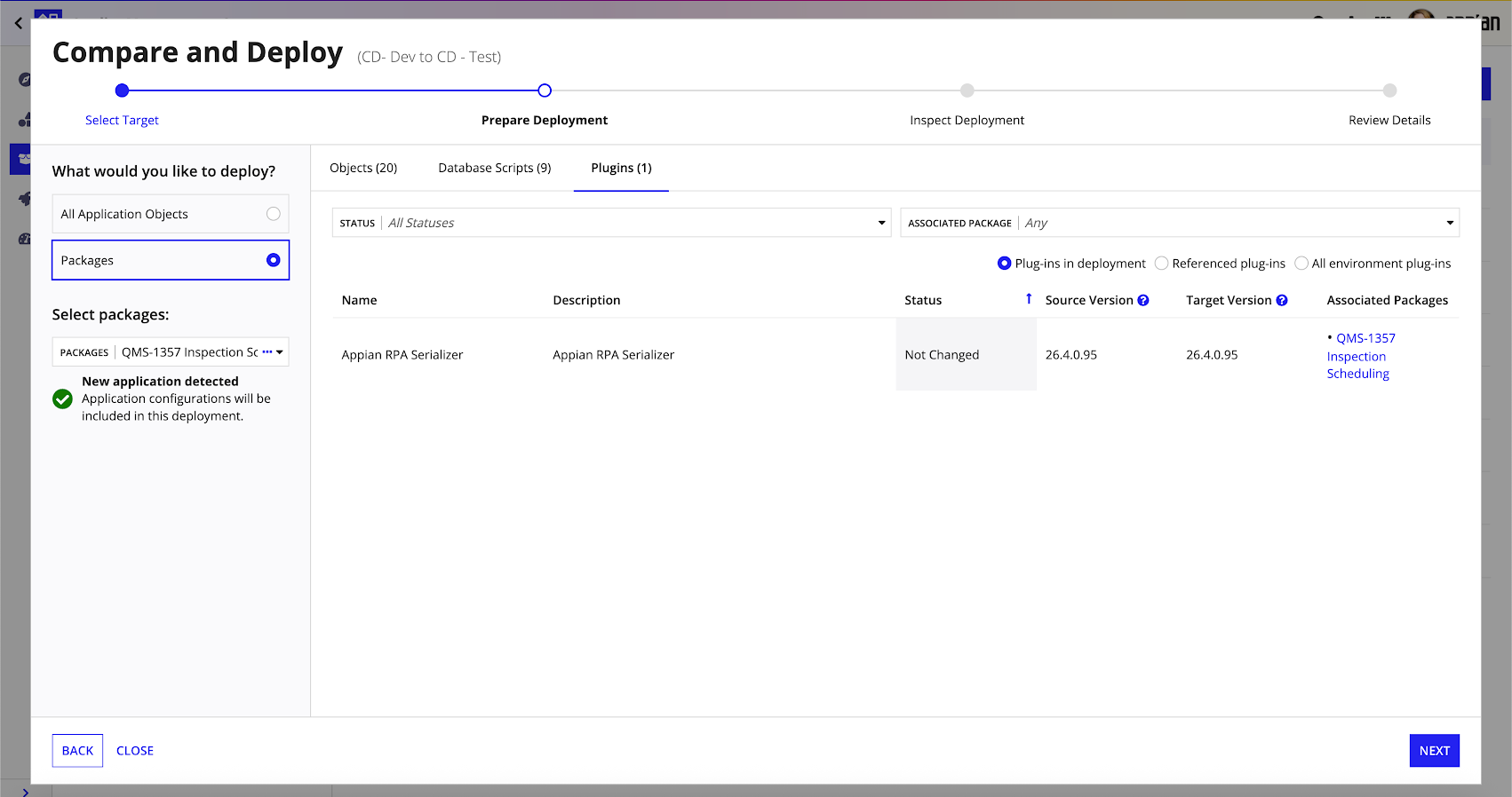 prepare deployment user interface for deploying plug-ins