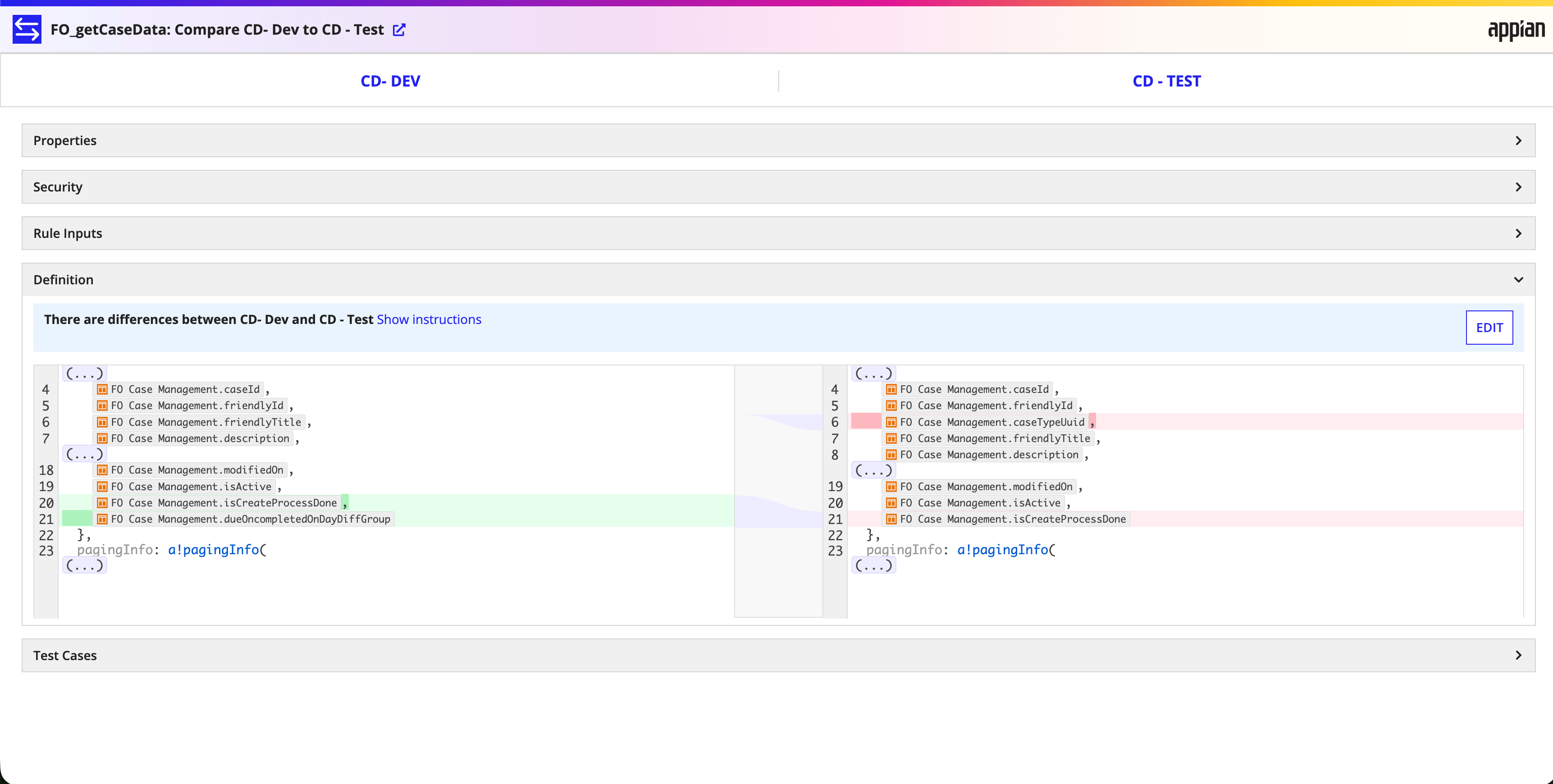 Diff of an Expression Rule