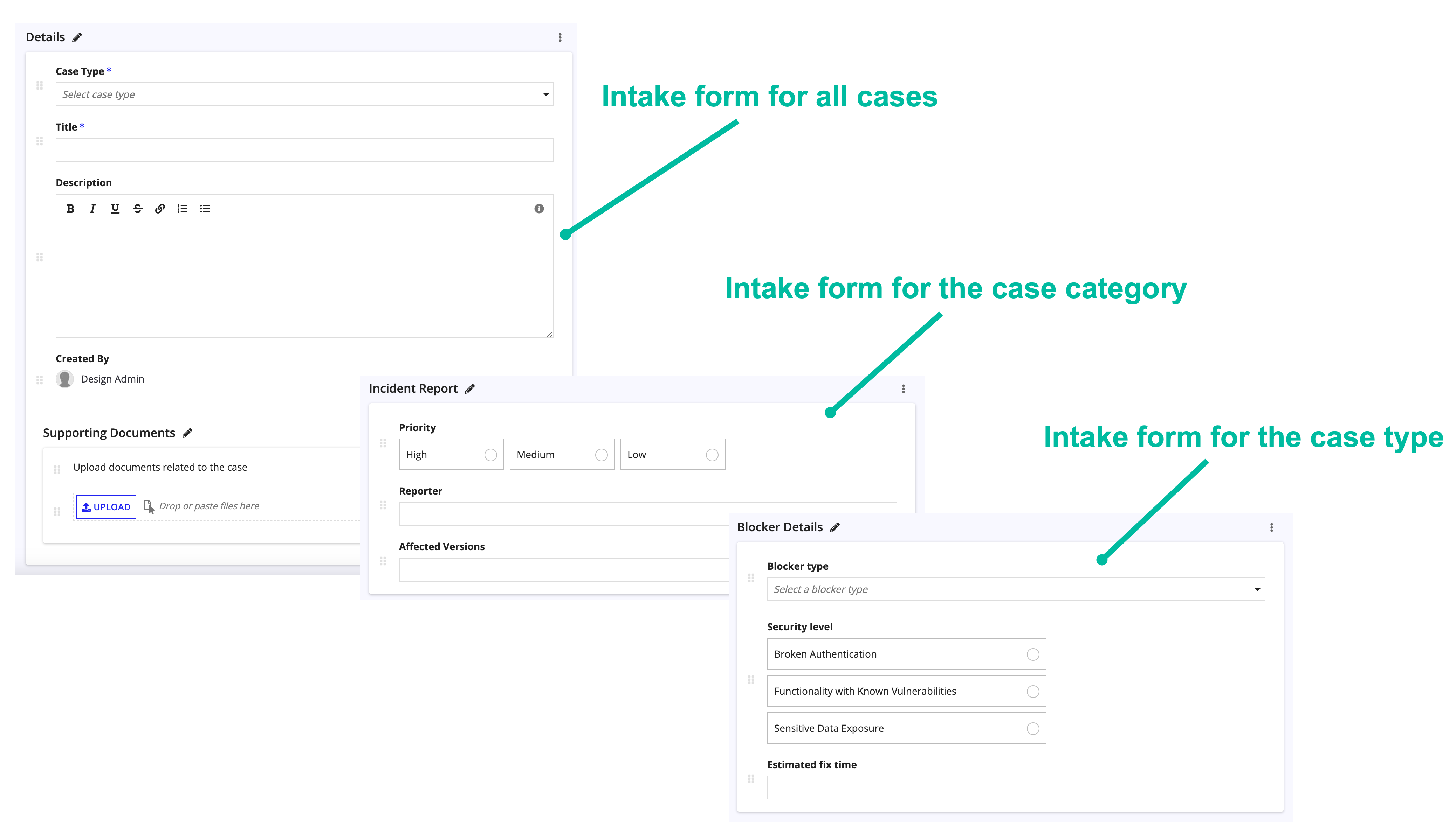 screenshot showing how the intake forms add together