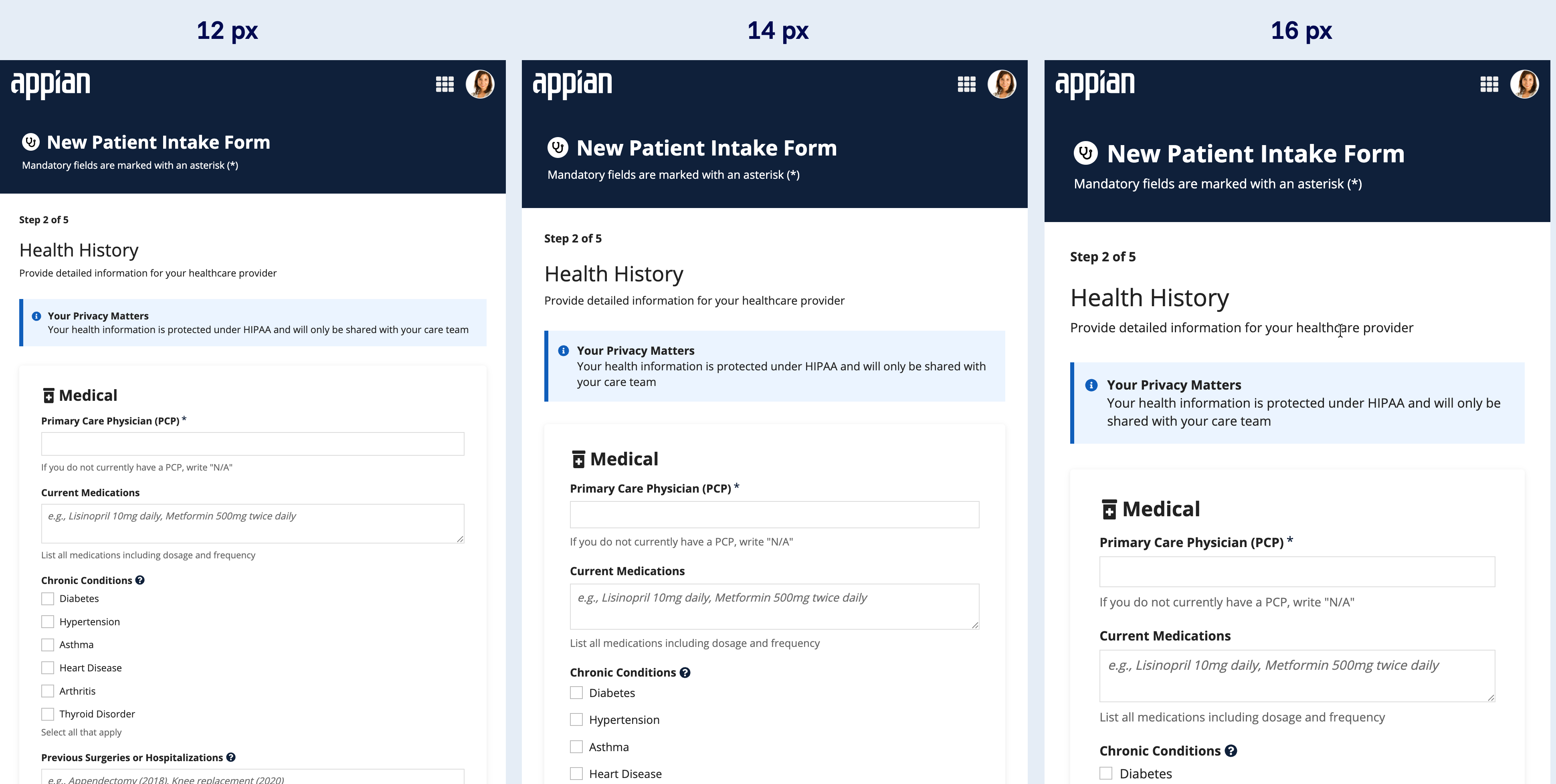 css profile base font size