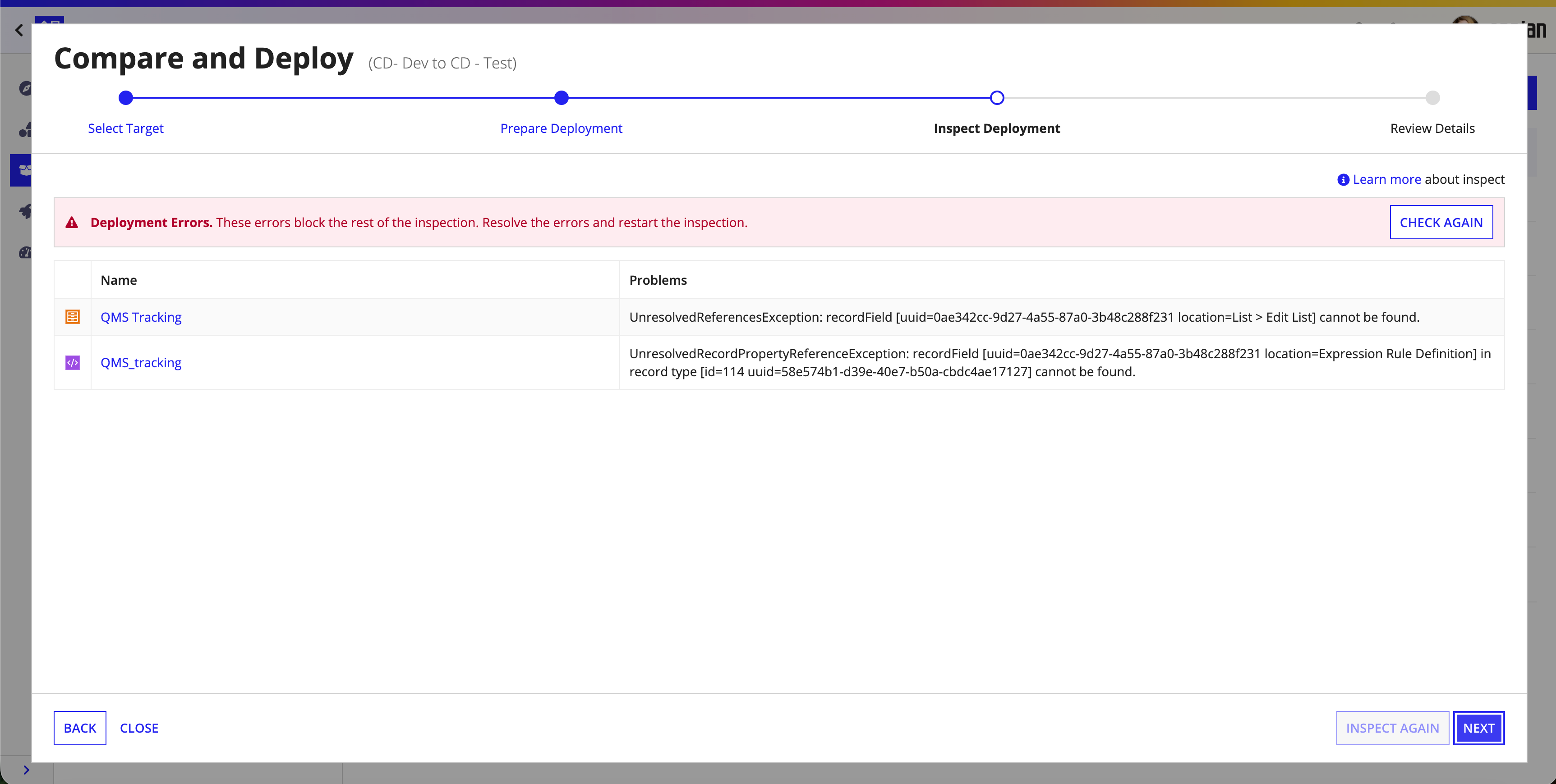 Deployment Errors