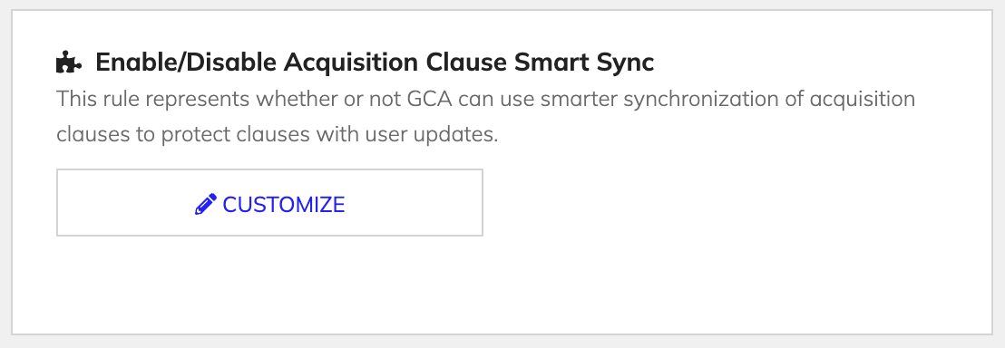 Enable or disable Acquisition Clause Smart Sync