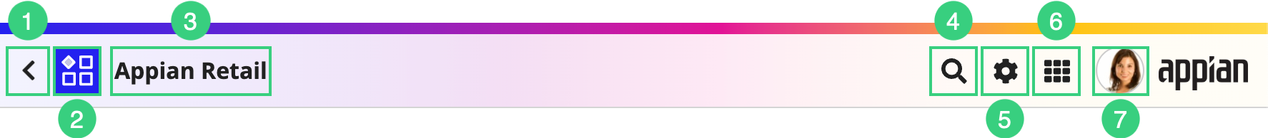 screenshot of the header bar in an application
