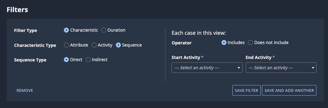 Edit Filters dialog with filter properties displayed