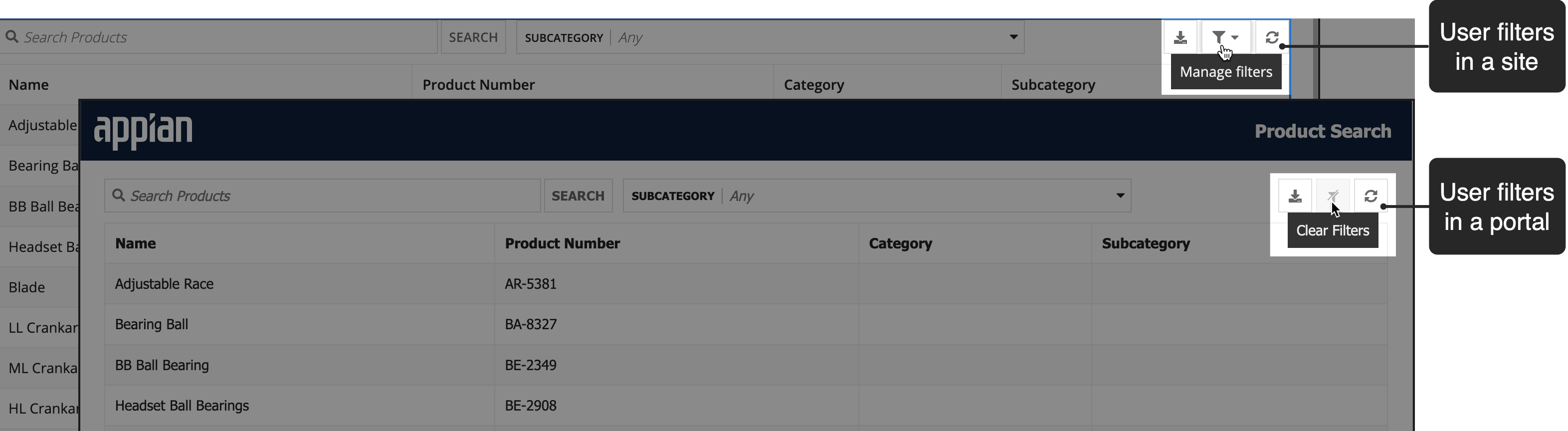 filters in read only grid filters