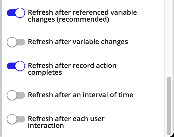 read-only grid record type refresh options