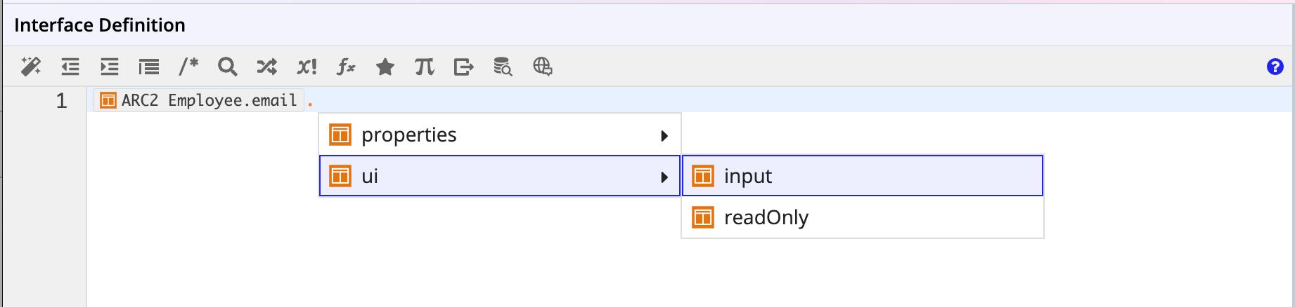 screenshot showing the reference for record field metadata and UIs