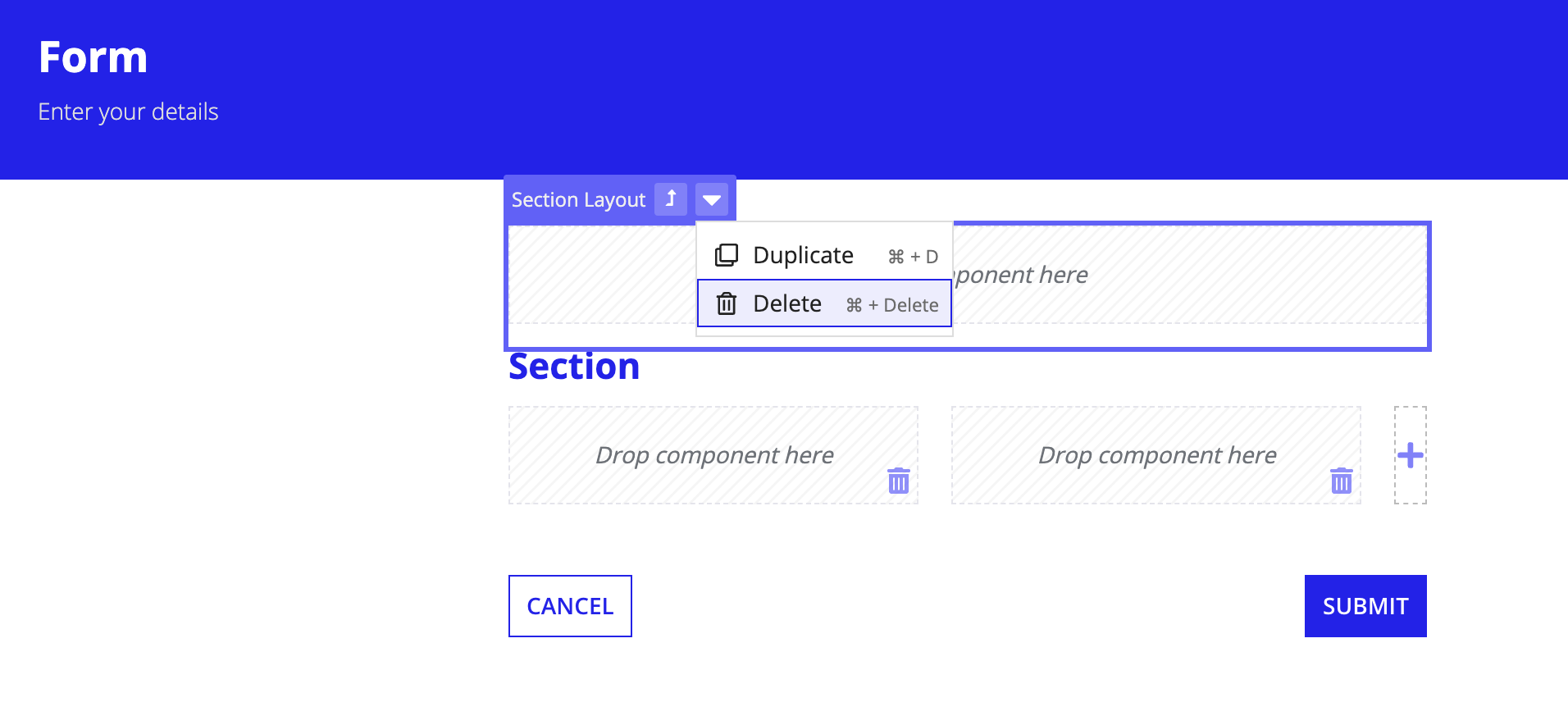 Delete section component