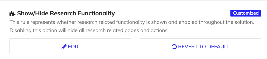 Revert to the default state to enable Research related data.