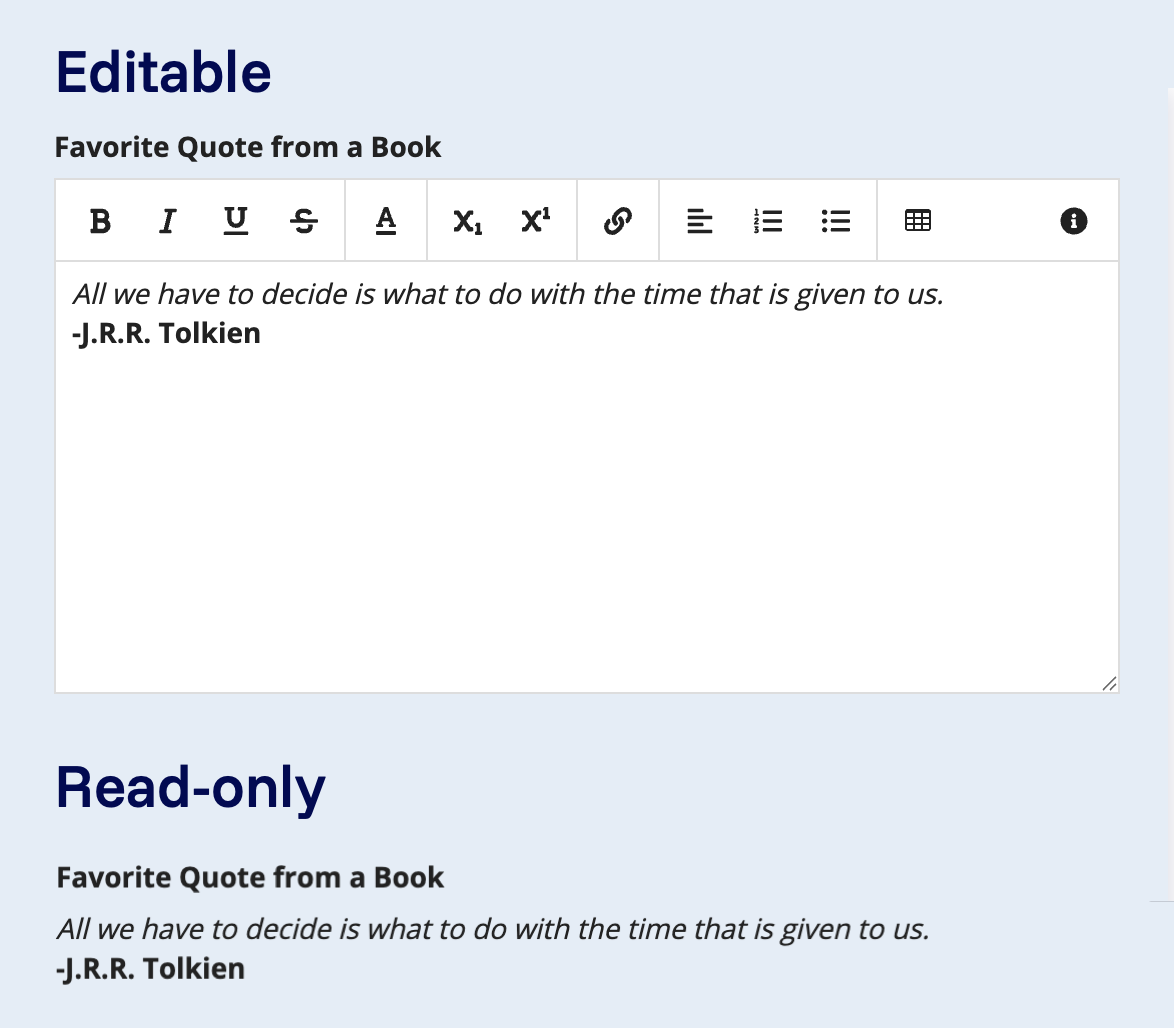 styled text editor editable and read-only