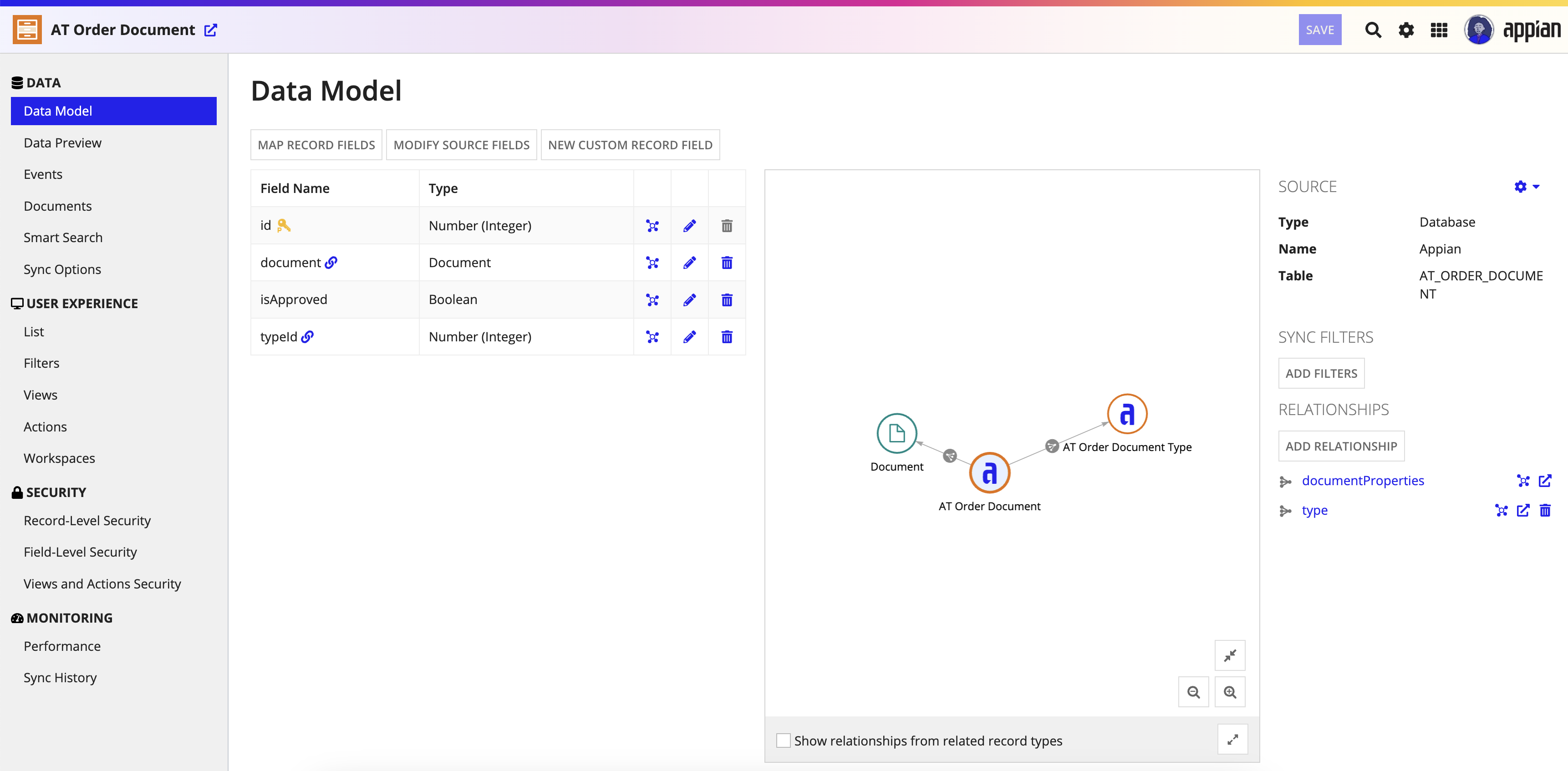 Order Document record type