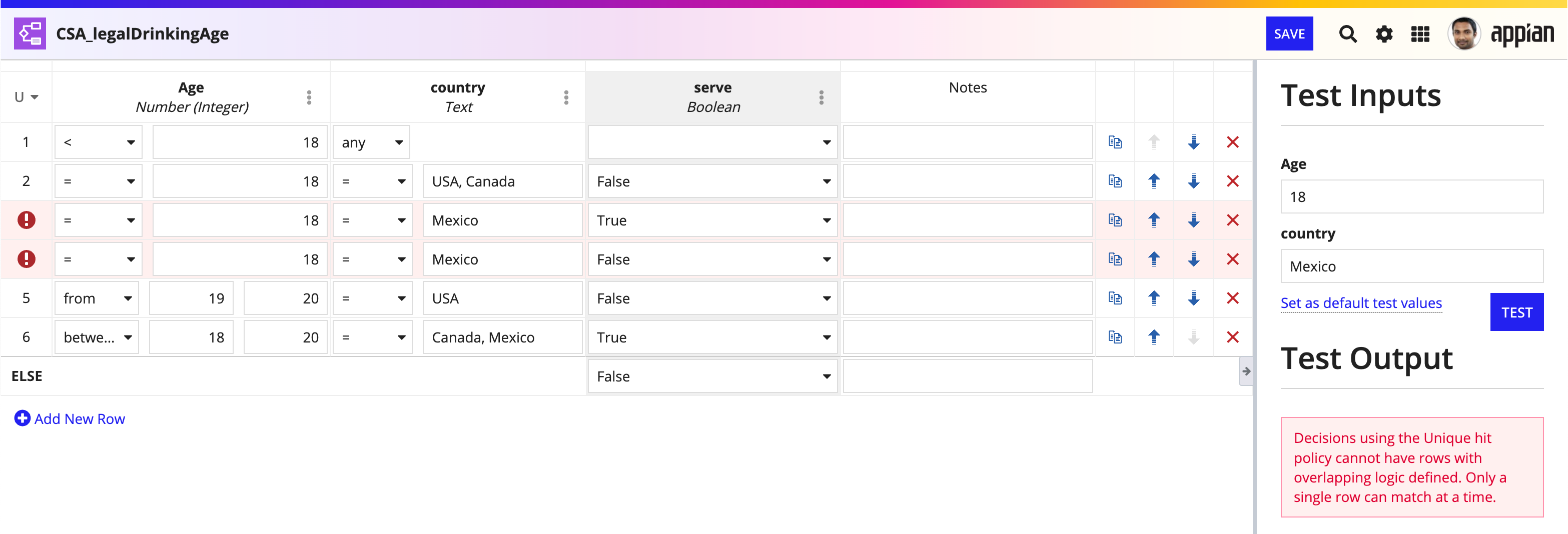 validate rules
