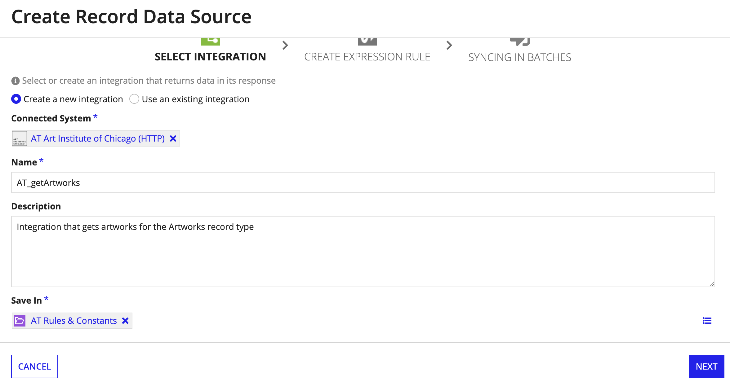 Create integration