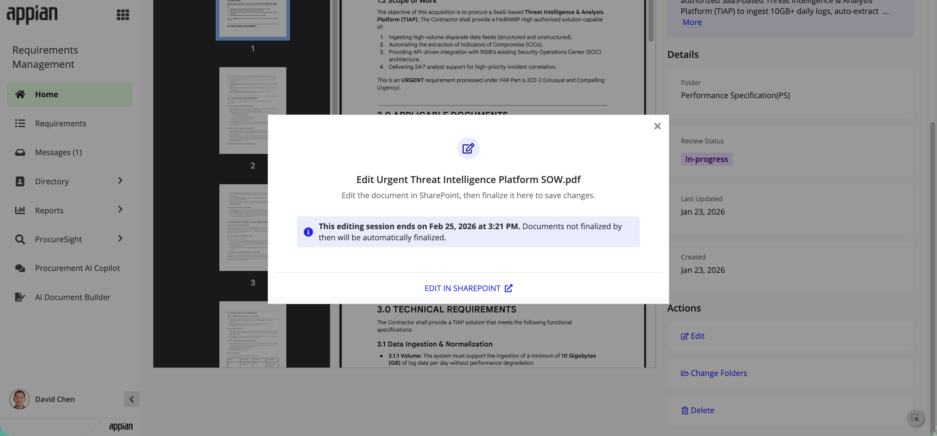 EDIT IN SHAREPOINT link in the edit document wizard.
