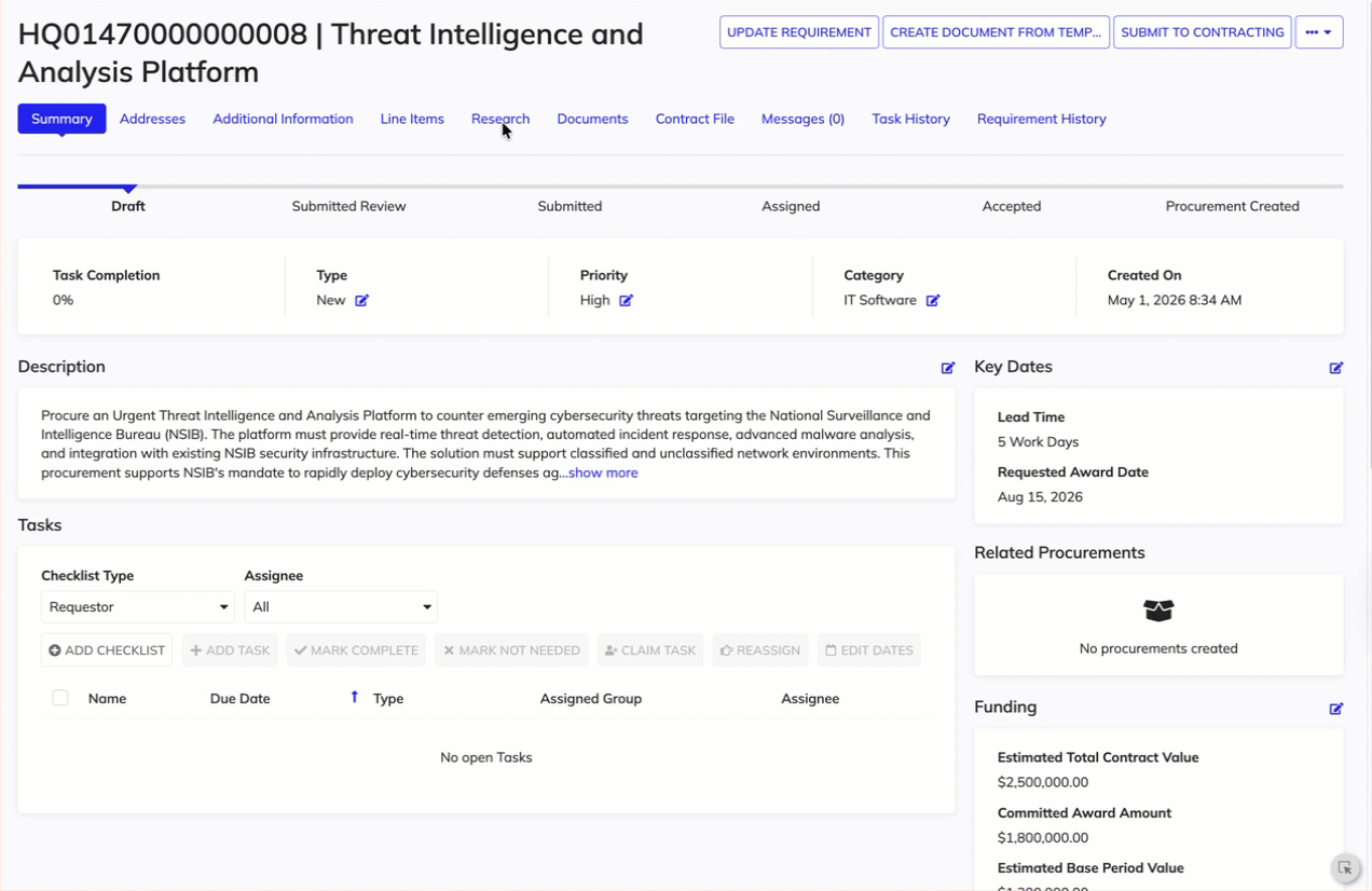Research tab with AI Research Collection, Saved User Research, Best in Class, and Search subtab options.