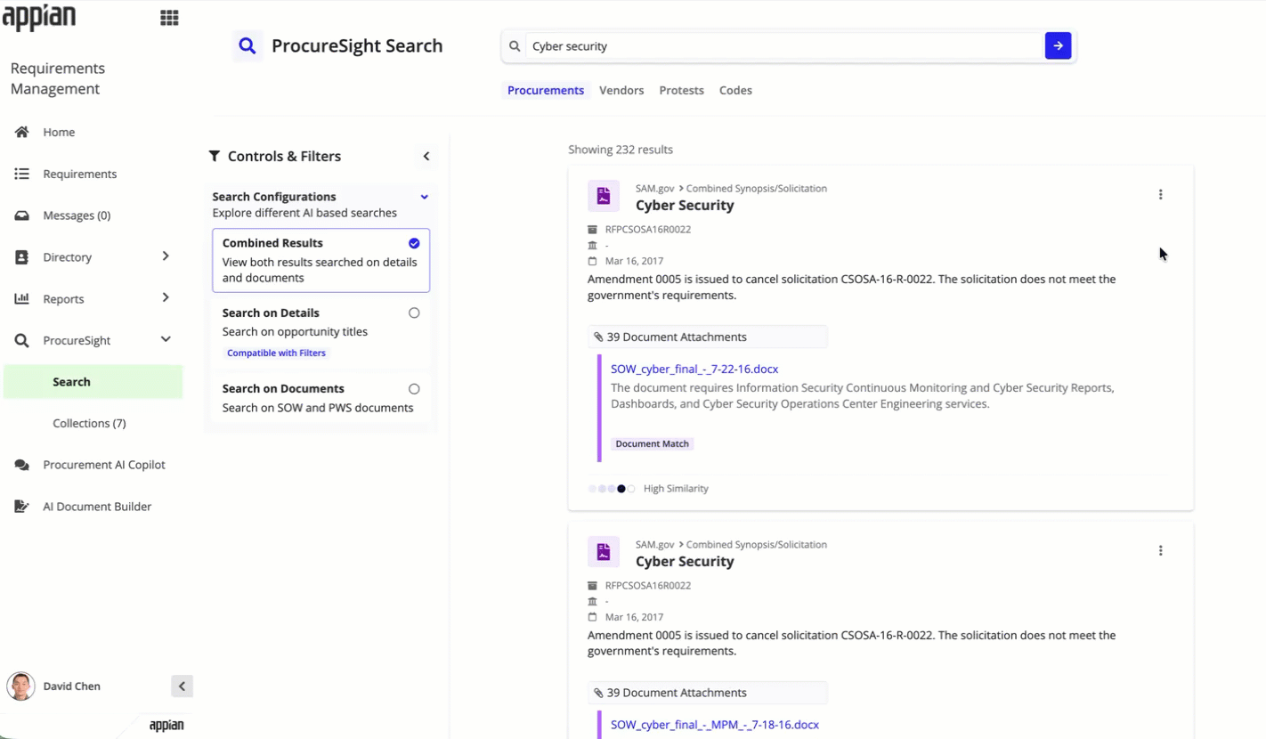 ProcureSight: Context menu to add procurement to collection.