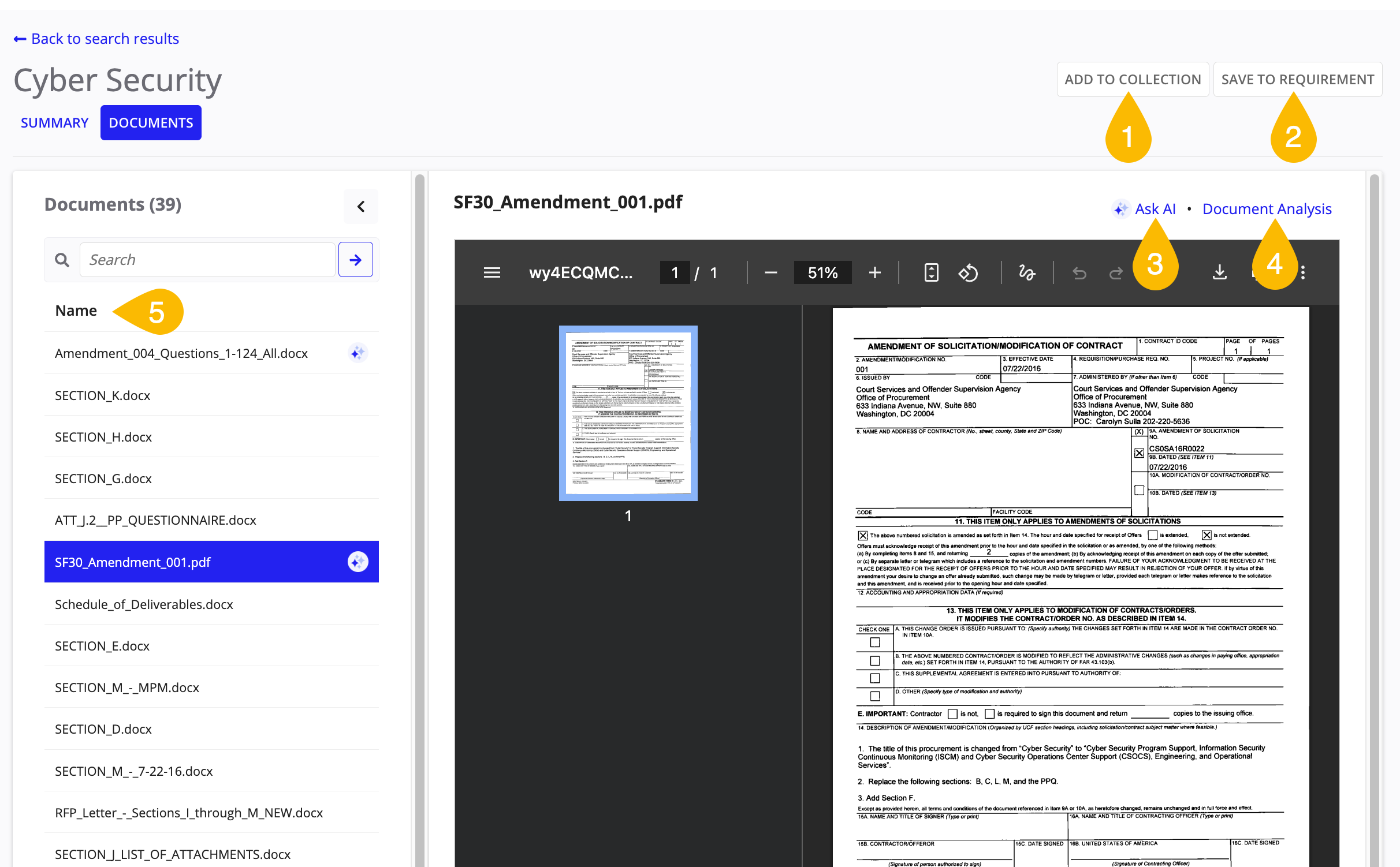 ProcureSight AI Copilot with a procurement document for quick insights.