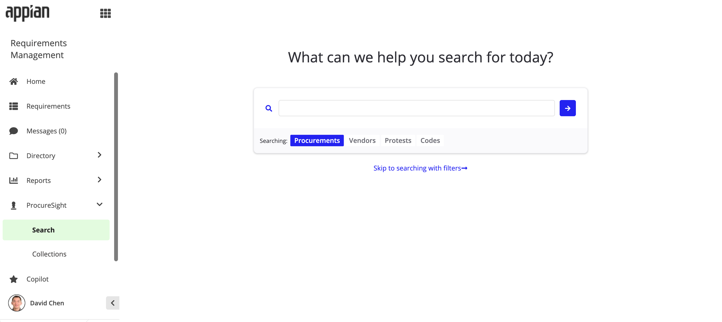 ProcureSight: Unified view of a procurement record, showing summary and documents.