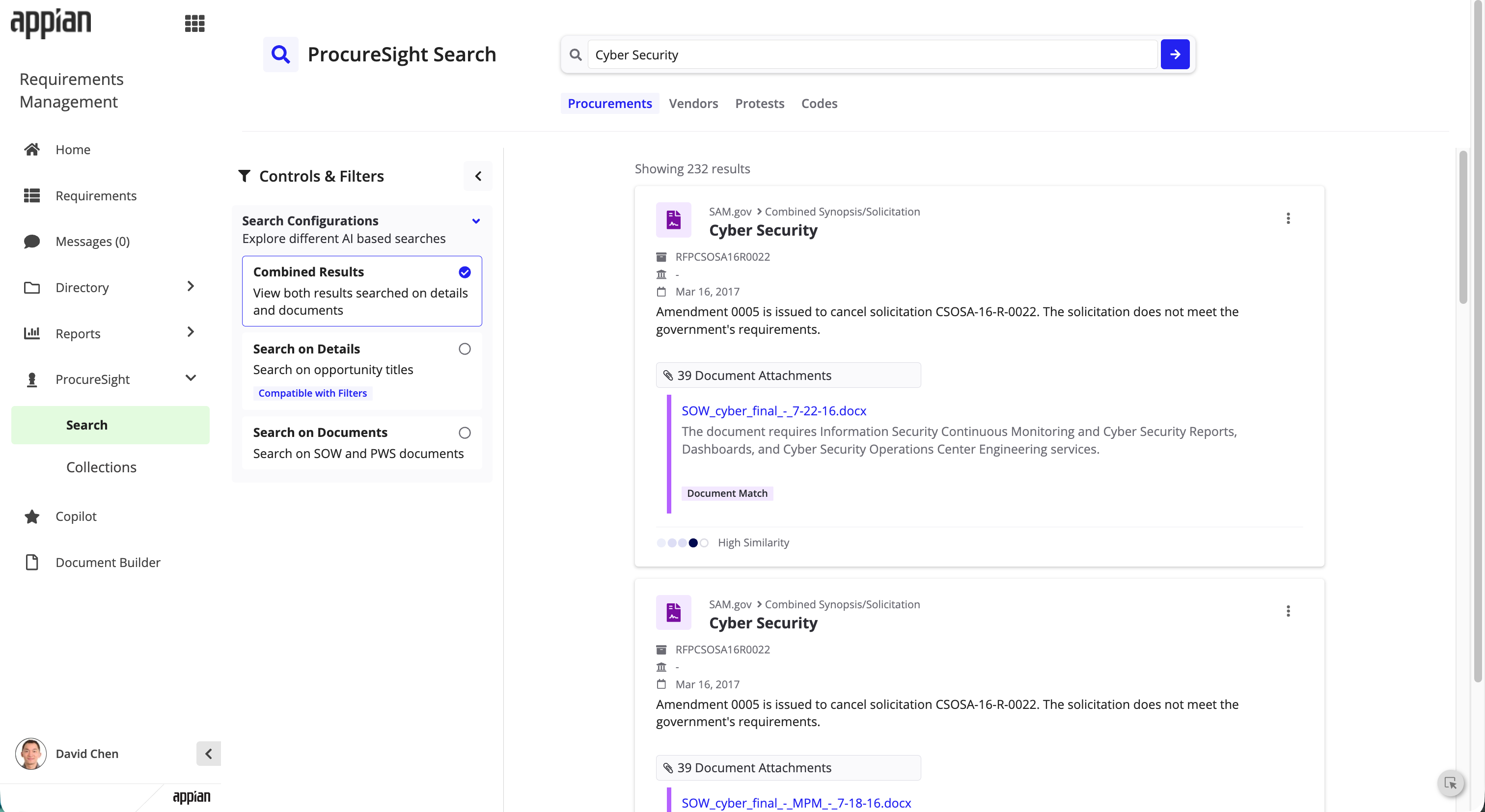 ProcureSight: Search for Procurement page for public data.