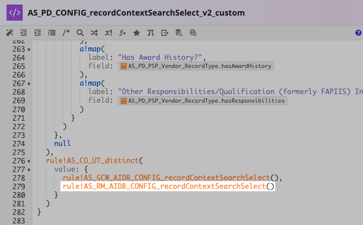 ProcureSight Enterprise Solutions Hub toggle to call the record context rule.
