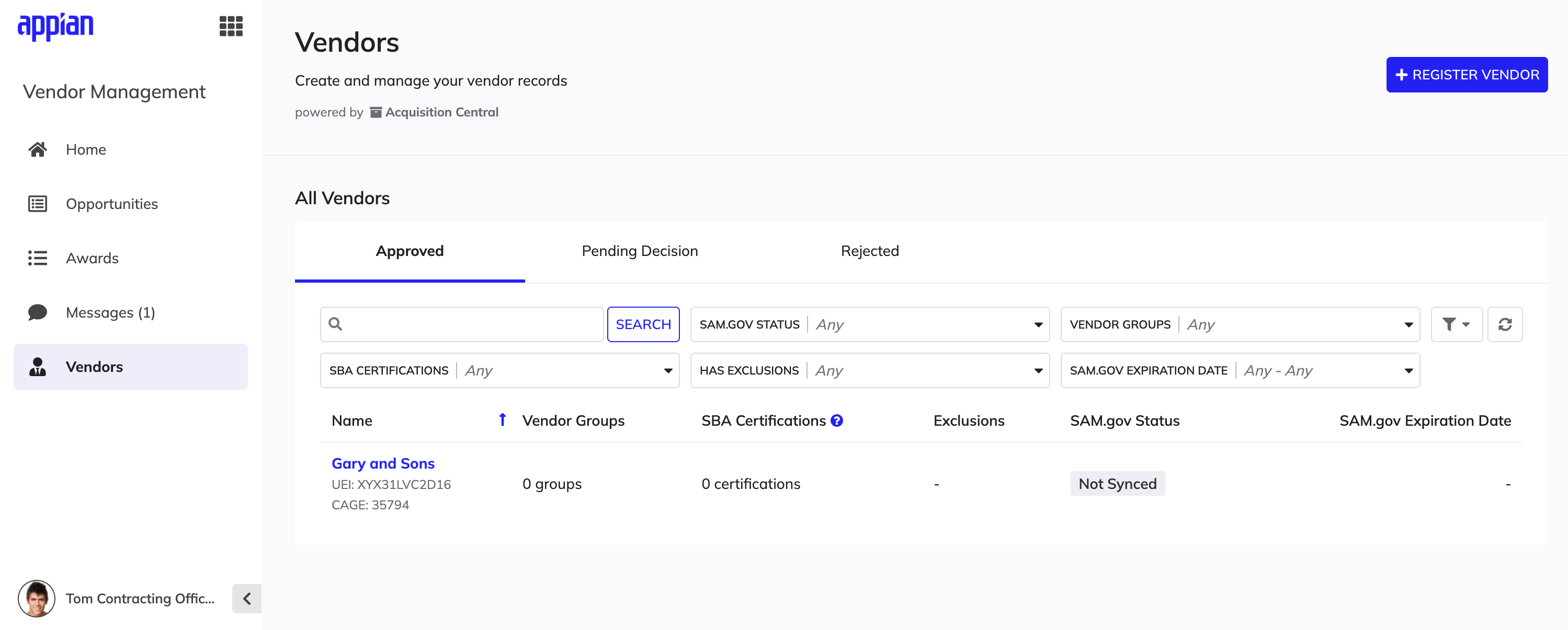List of vendors in VM.