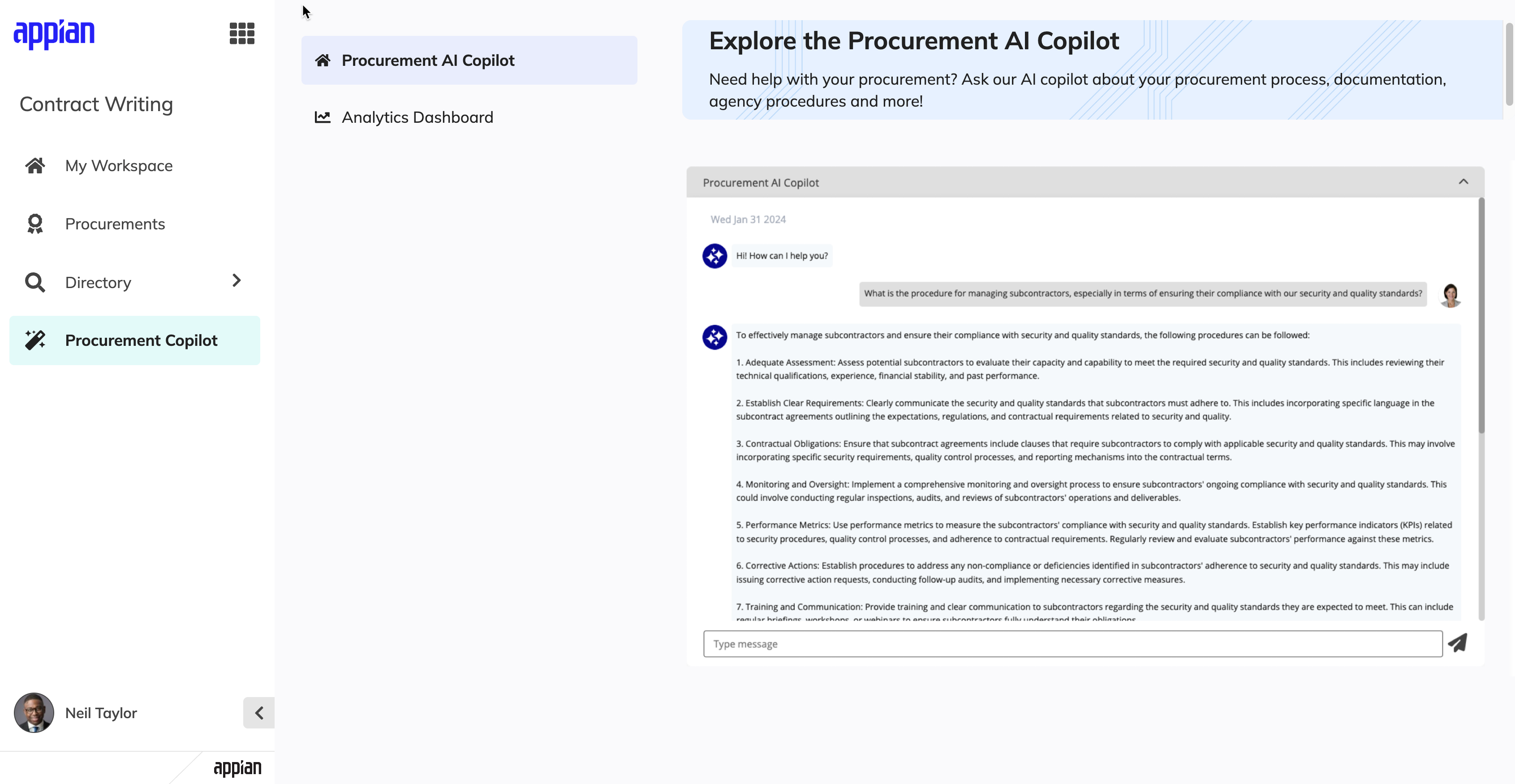 CW Procurement AI Copilot Module Overview [Contract Writing v25.4.2.9]
