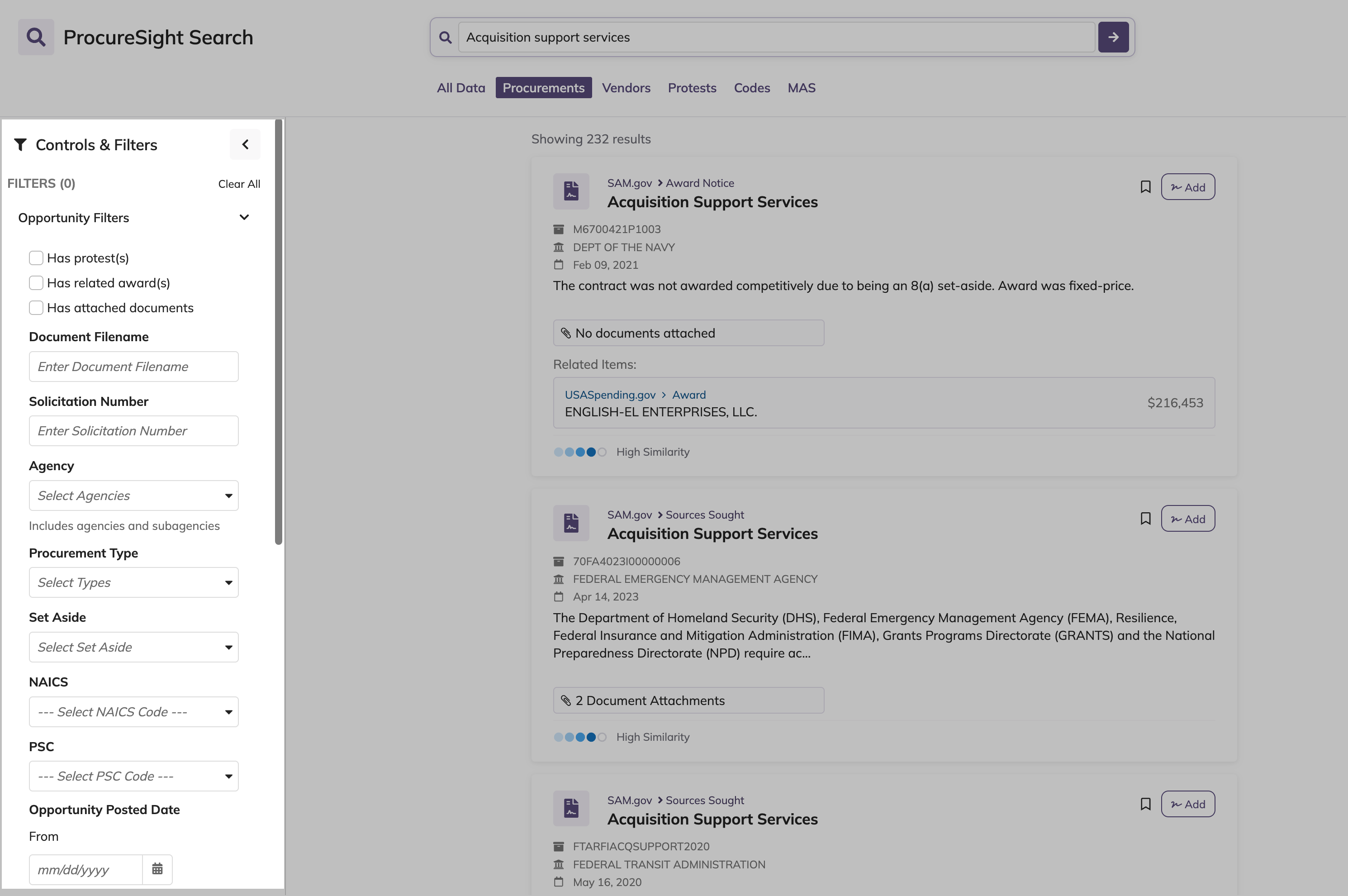Search result filters