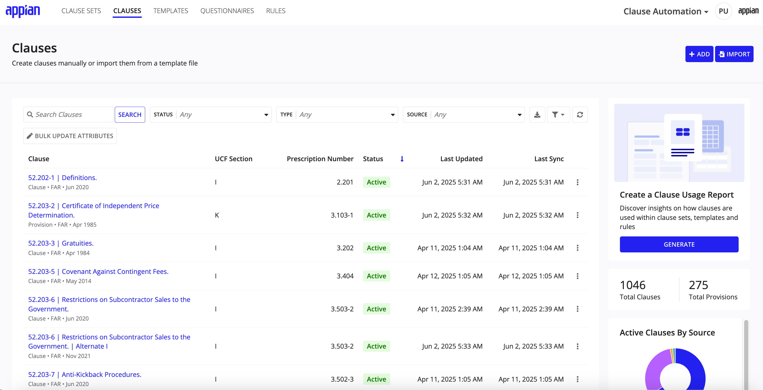 Managing Clauses [Government Clause Automation v25.3.3.3]