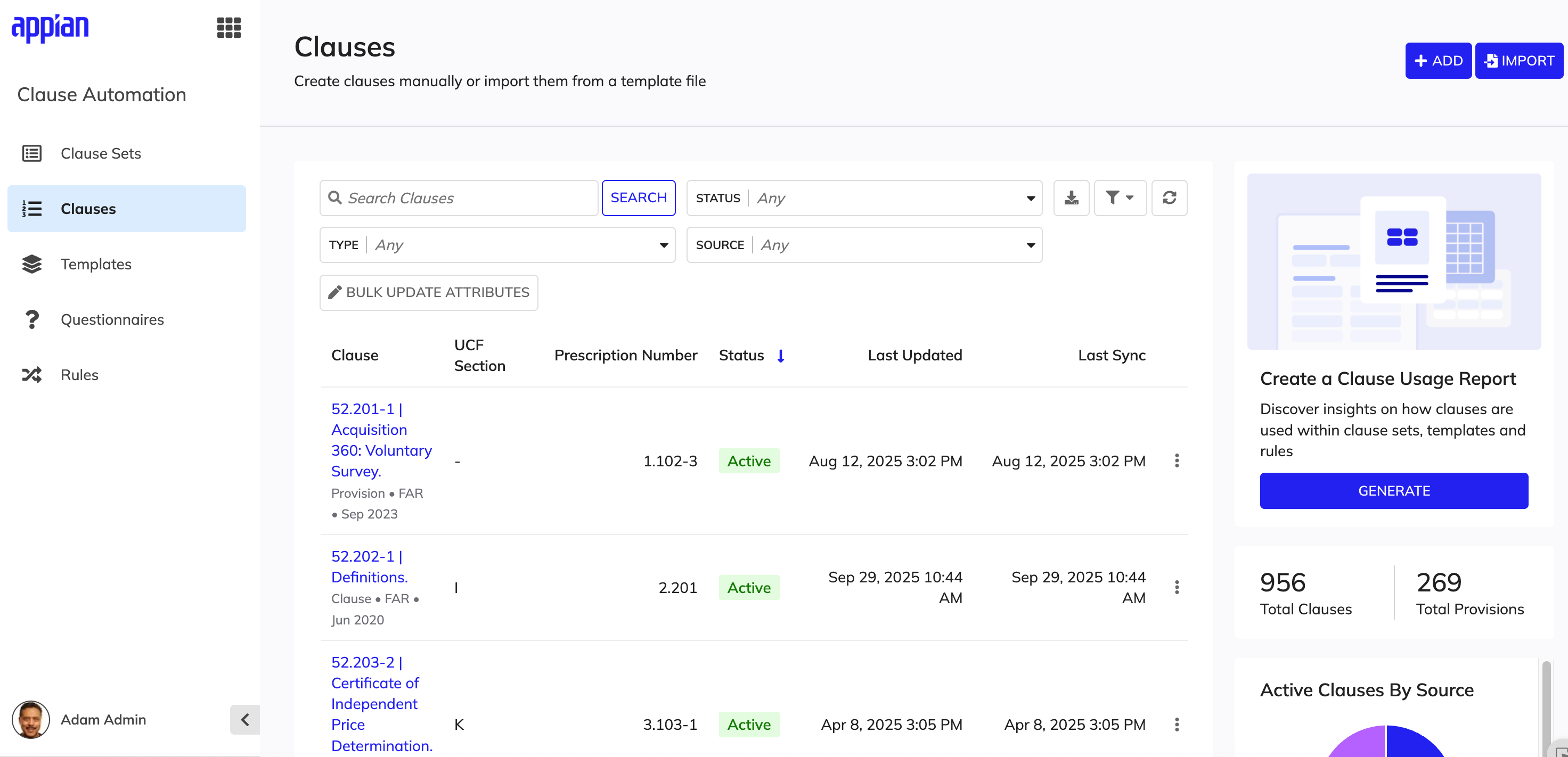 Managing Clauses [Government Clause Automation v25.4.3.6]