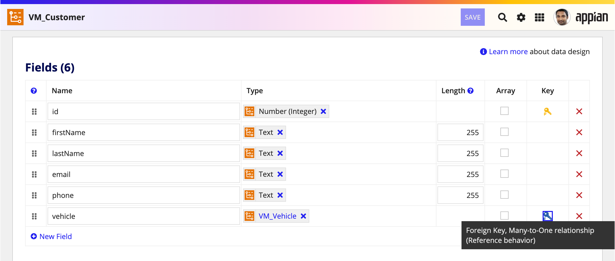screenshot of CDT with relationships