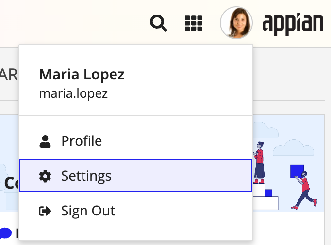 /Notification Settings User Profile Menu