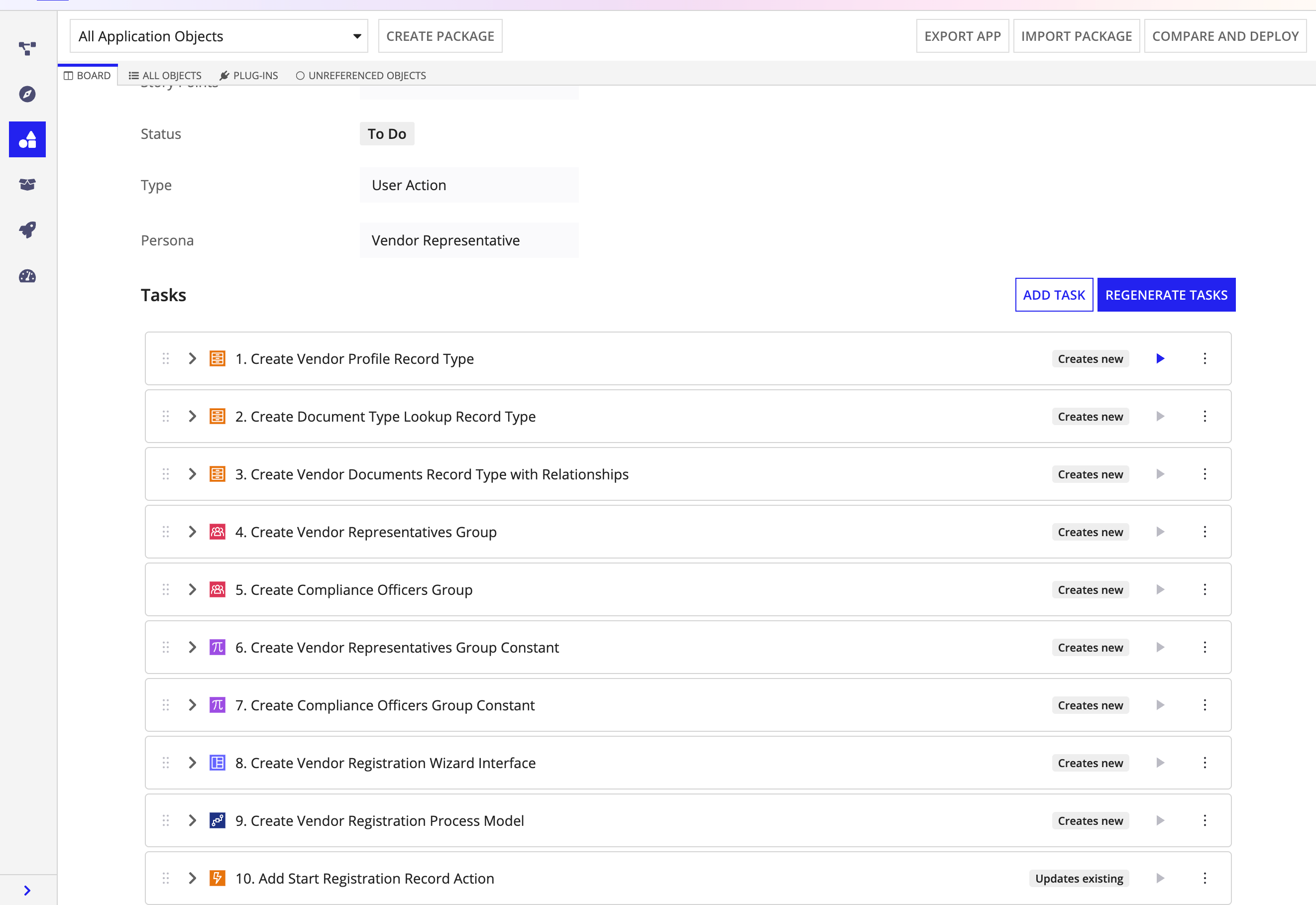 Generated task breakdown displayed in the story detail view