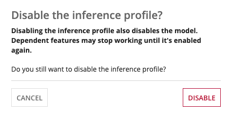 Confirmation modal warning.