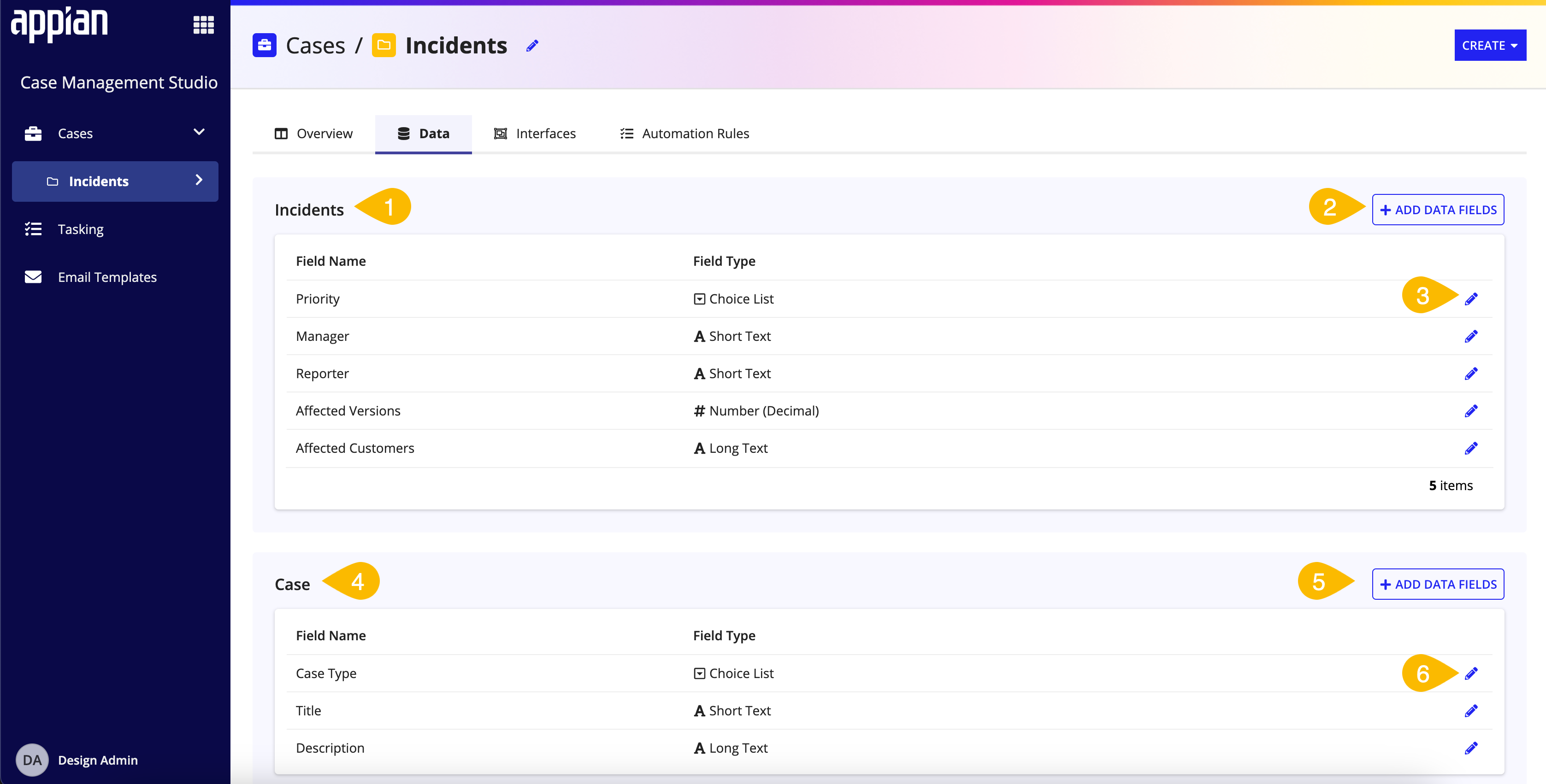 screenshot of the Data tab on a category page in the Control Panel