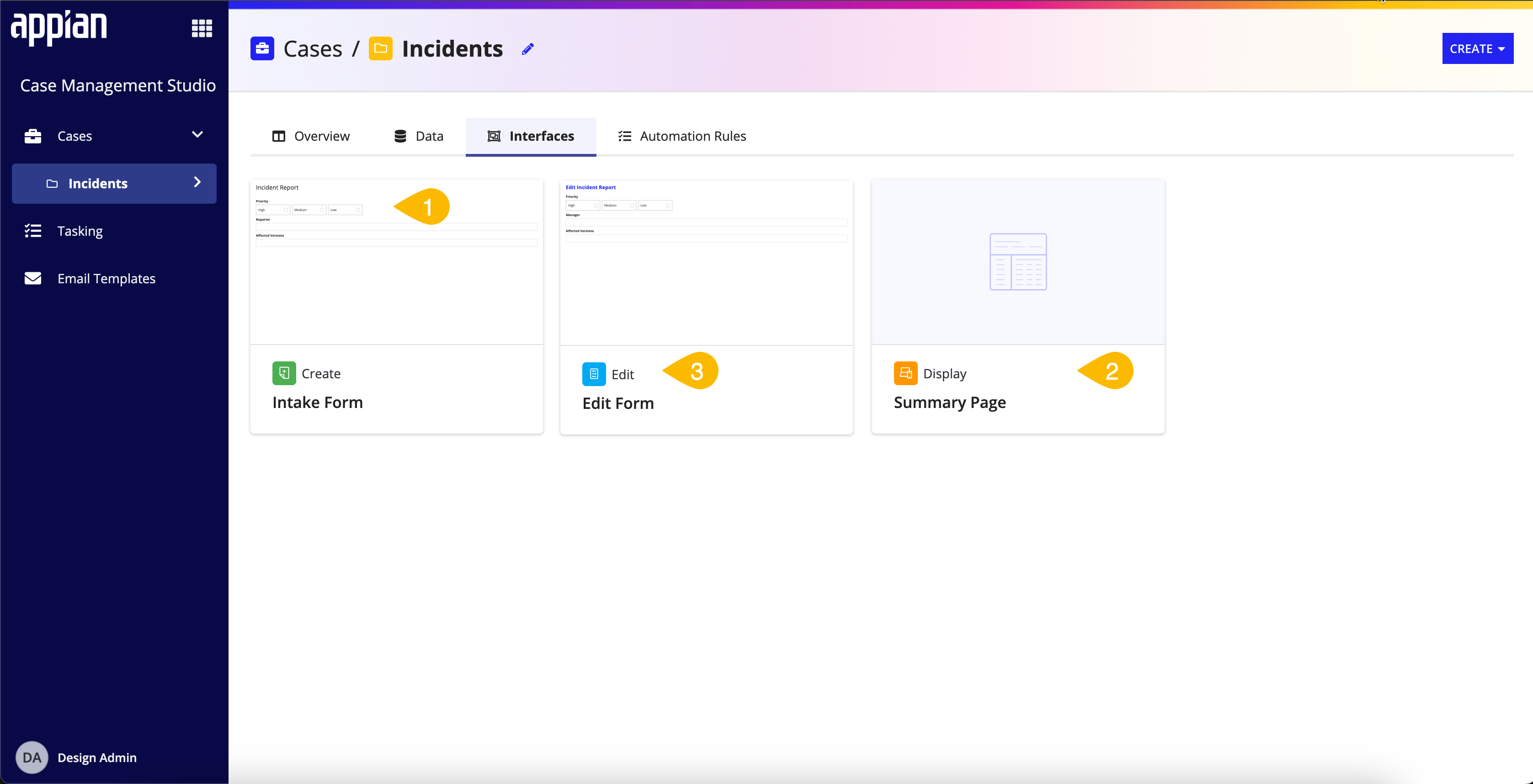 screenshot of the Interfaces tab on a category page in the Control Panel