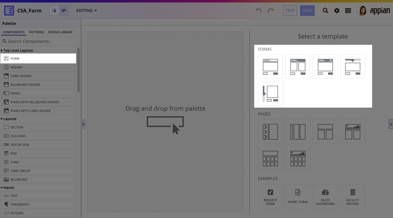form layouts in interface