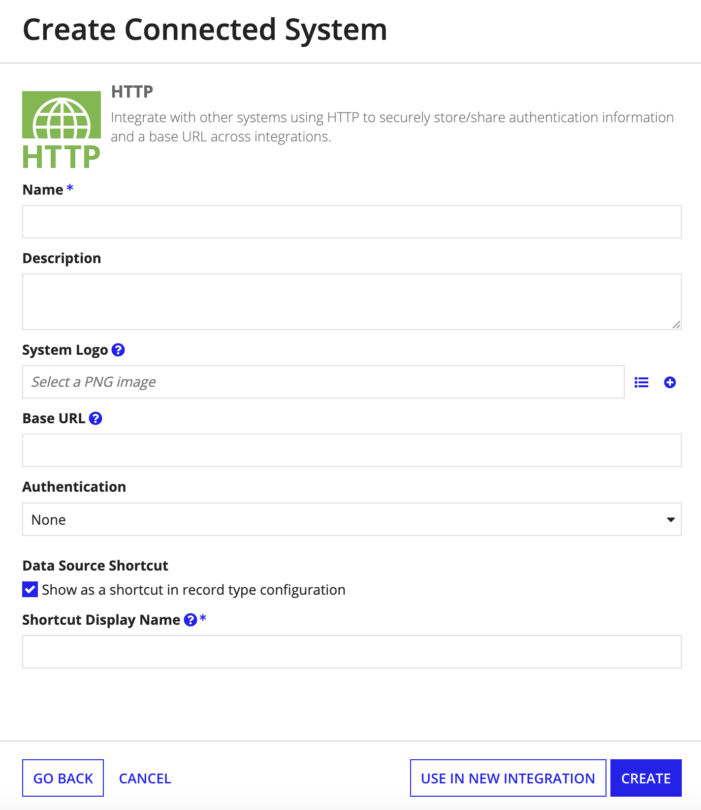 screenshot of an HTTP connected system object