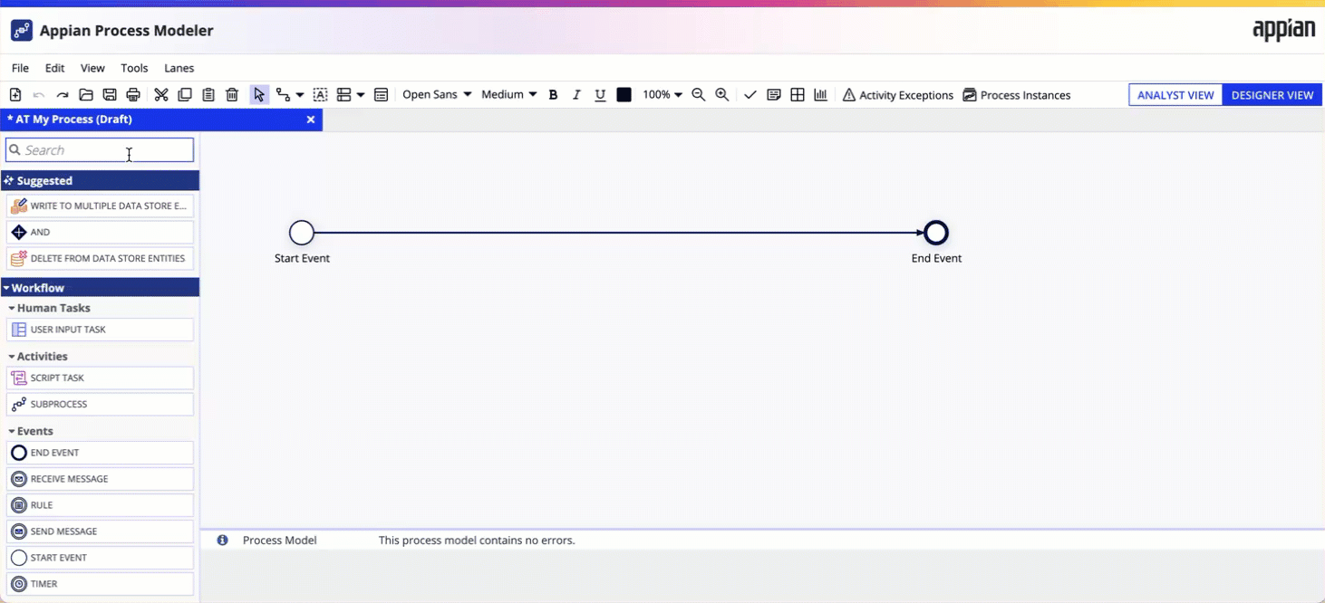 Add a design object to the process model