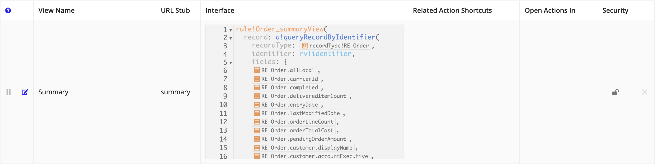 Example record view configuration using queryRecordByIdentifier
