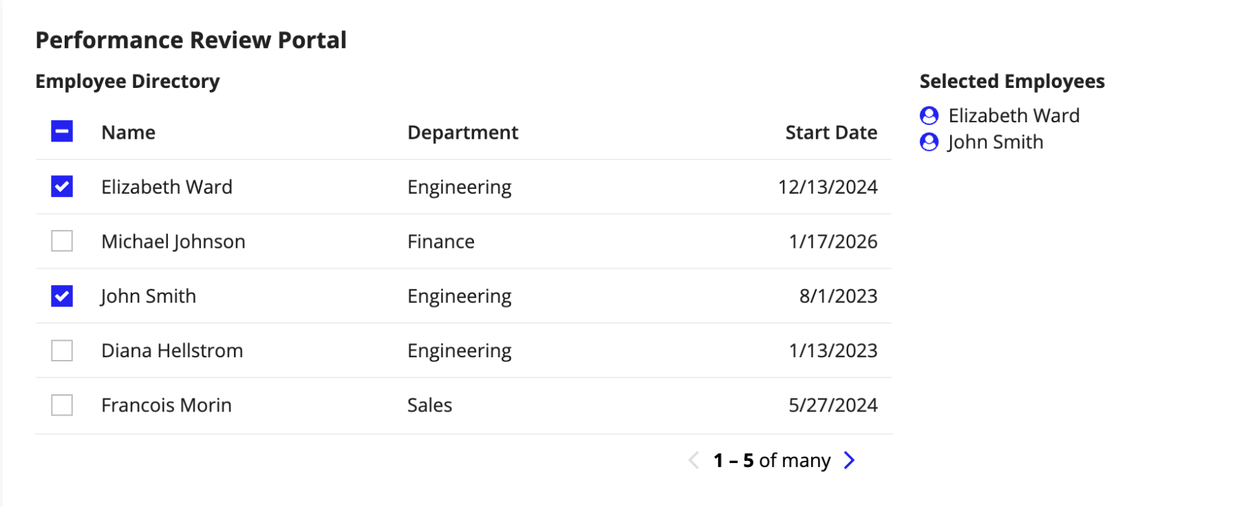 A read-only grid header checkbox indicating that only some rows are selected.