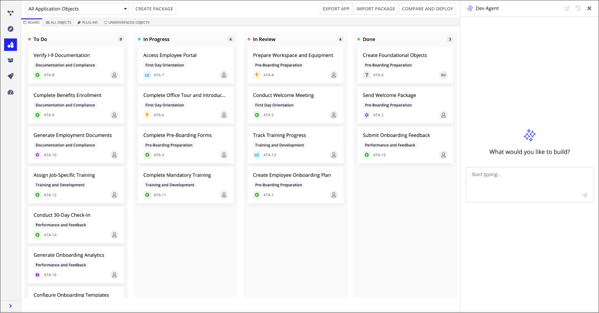 Track development work in the Build tab