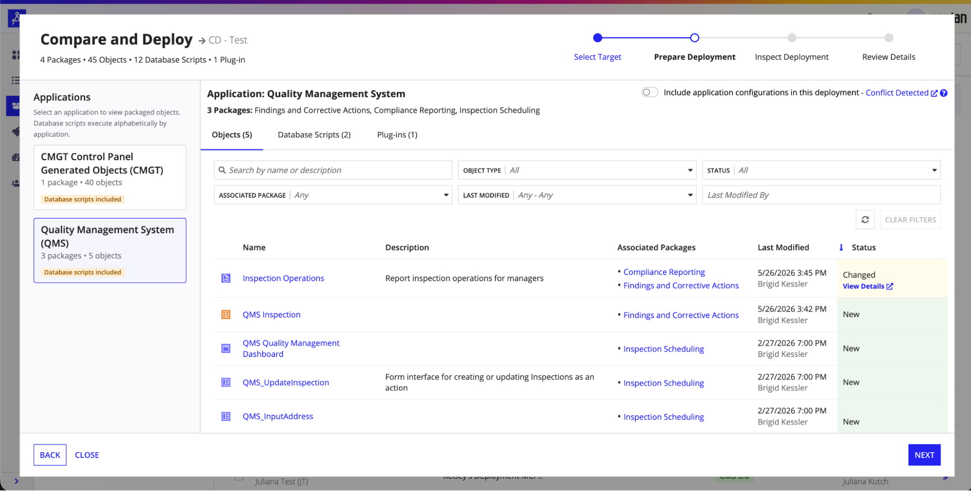 Multiple packages from multiple apps selected to deploy in a single deployment.