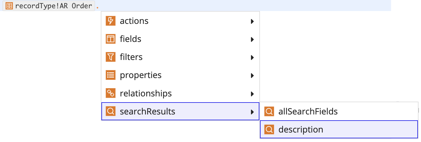 record type employee lozenge select smart search field