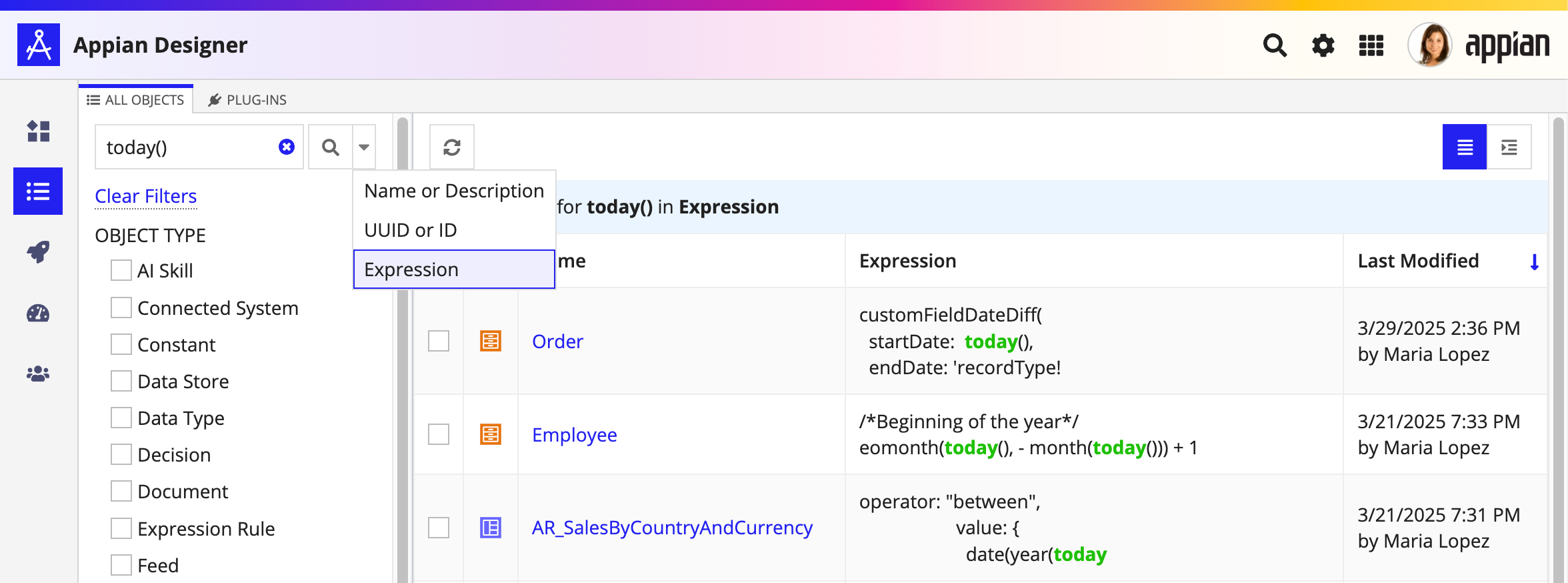 Expression Search Result