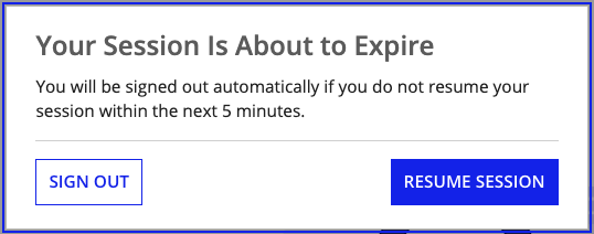 Session expiration warning dialog