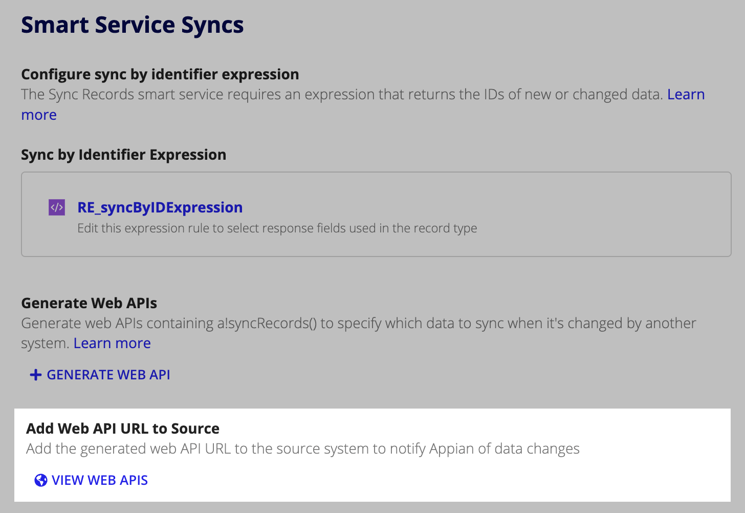 View Appian web APIs