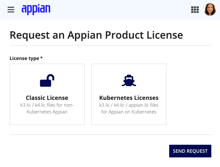 Request an Appian License page