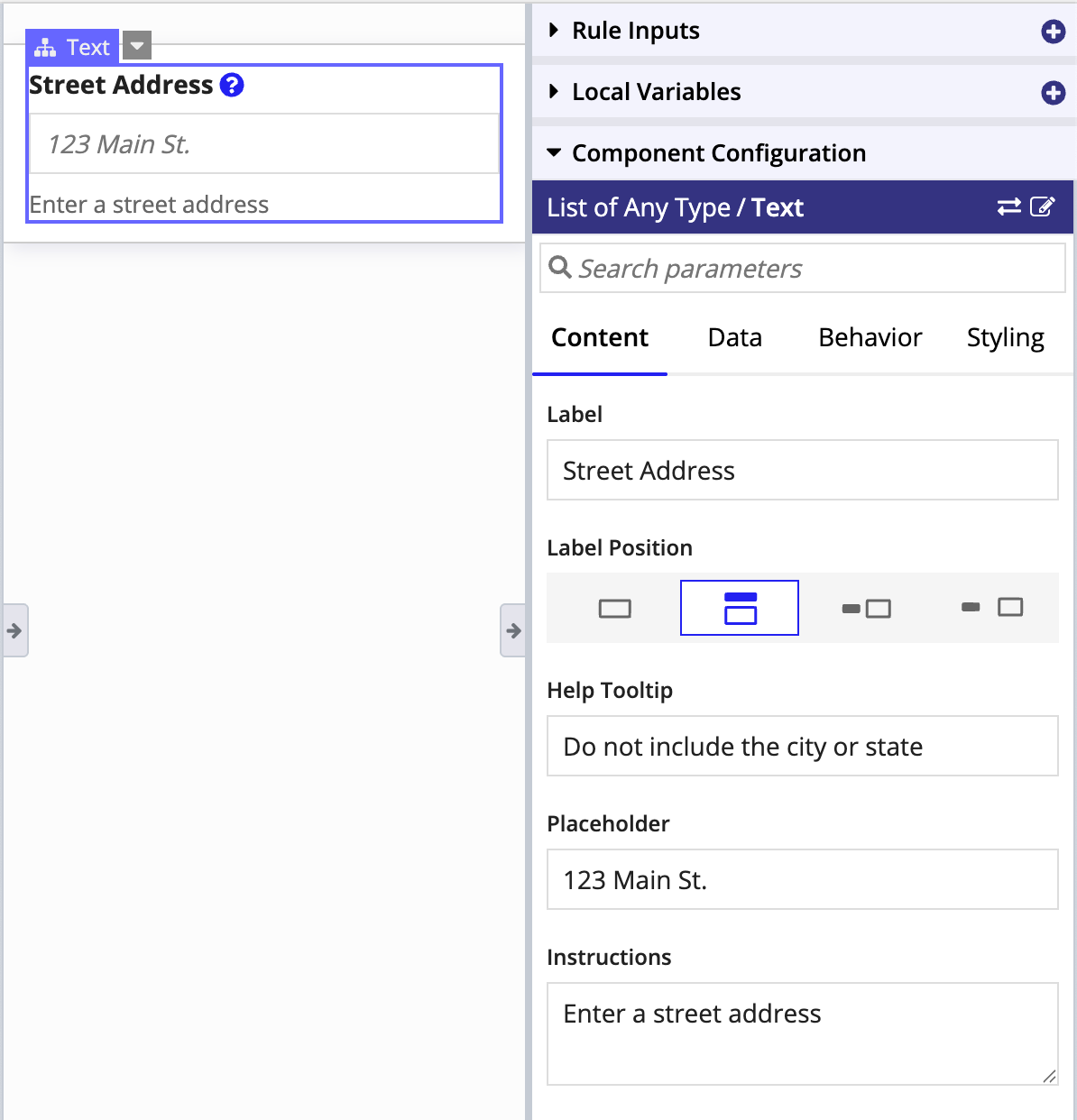 updating component configuration