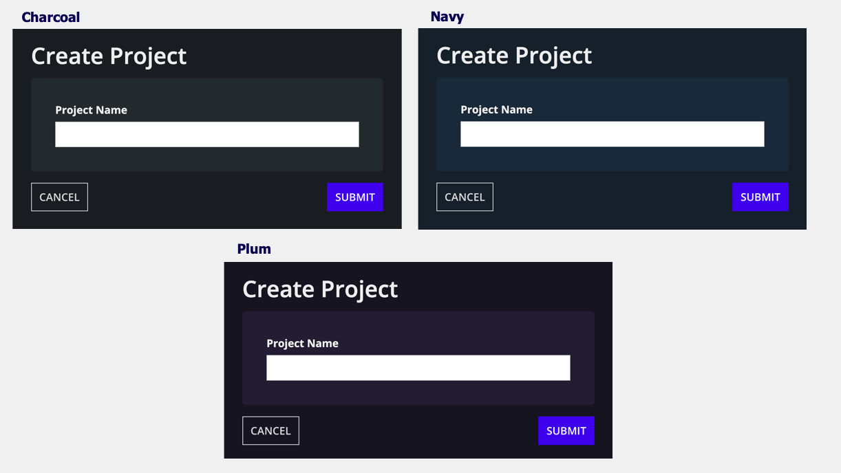 dark color scheme in forms