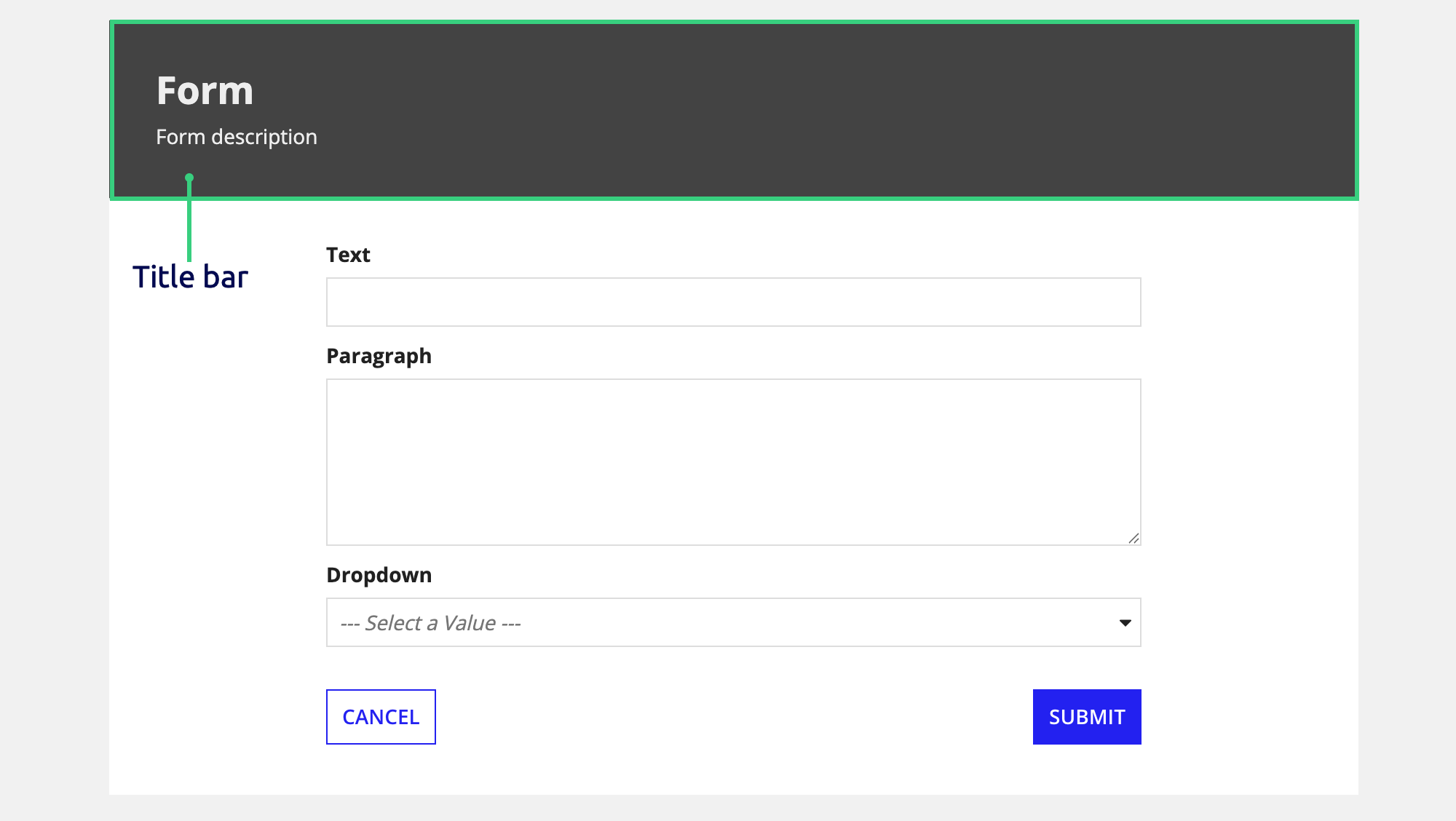 Title bar in a form layout